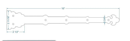 Moorish Revival Wrought Iron Garage Door Dummy Hinge Strap - Old West Iron