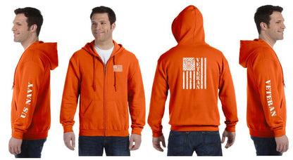 Navy Veteran Flag Reflective Hoodie - Zippered