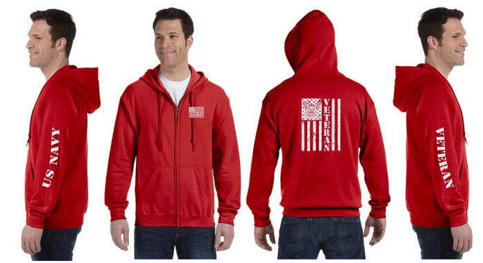 Navy Veteran Flag Reflective Hoodie - Zippered