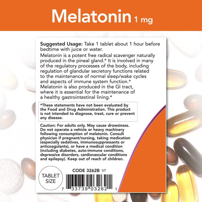 Now Foods Melatonin 1 mg 100 Tablets - 3262 - The Oasis of Health