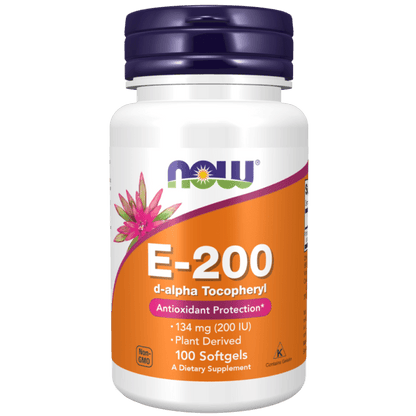 Now Foods Vitamin E-200 D-Alpha Tocopheryl 100 Softgels - 0825