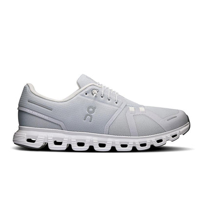 Light grey On Running Cloud 6 men's sneaker with signature CloudTec cushioned sole and breathable mesh upper.