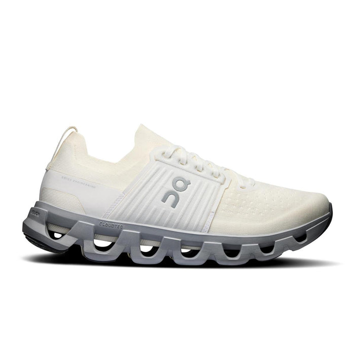Off-white On Running Cloudswift 4 road shoe with a grey Helion superfoam midsole, breathable mesh upper, and midfoot cage.