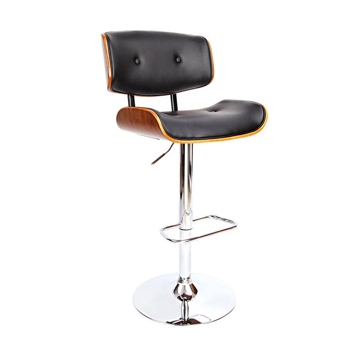 One Bar Stools Gas Lift Leather Black -Home Living Store - -