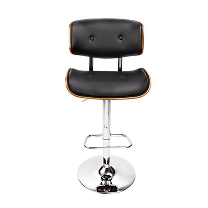 One Bar Stools Gas Lift Leather Black -Home Living Store - -