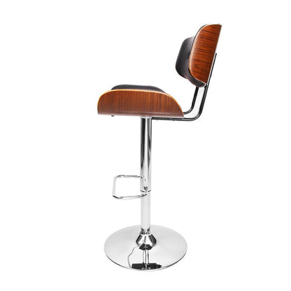 One Bar Stools Gas Lift Leather Black -Home Living Store - -