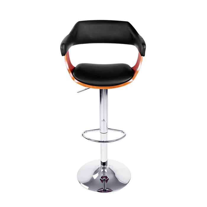 One Bar Stools Gas Lift Leather w/Armrest Black -Home Living Store - -