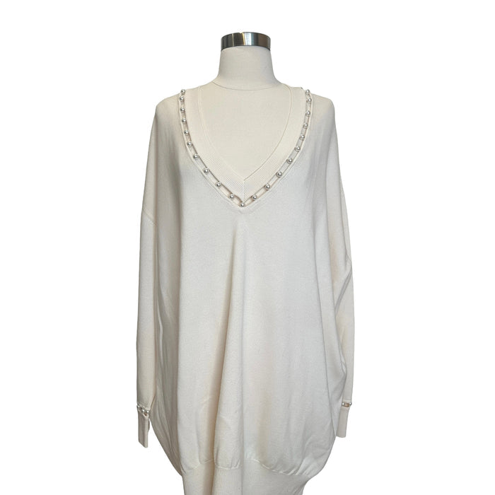 Oversized Faux-Pearl Sweater - M/L