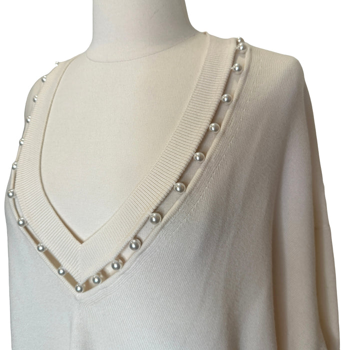 Oversized Faux-Pearl Sweater - M/L