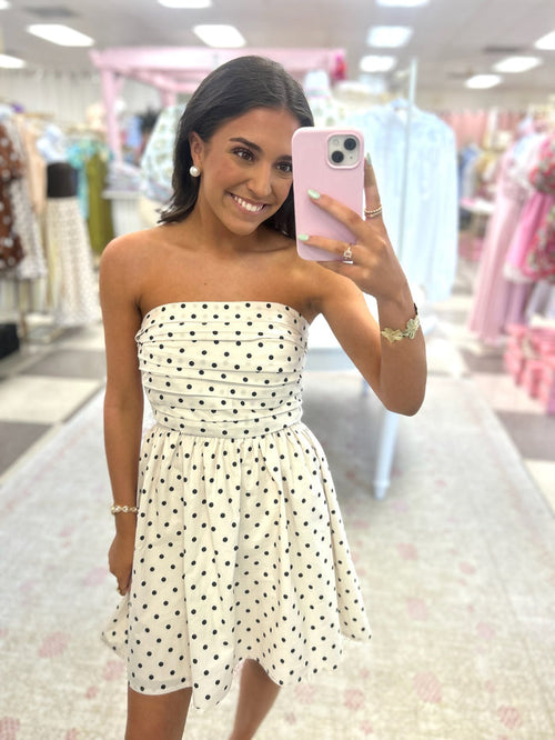 Parker Polka Dot Strapless Mini Dress