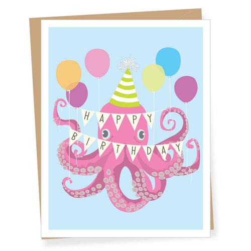 Party Octopus Birthday Greeting Card
