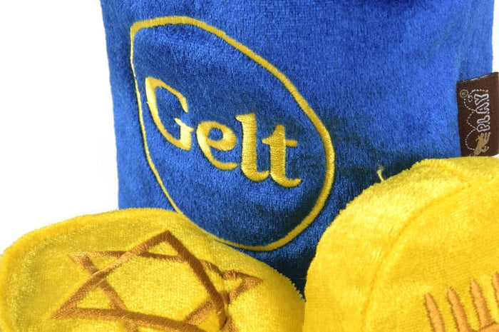 Play Pet Brands dog toys Paw-nukkah Gelt-y Treats Plush Squeaky Hanukkah Holiday Dog Toy Set - 3 Pc