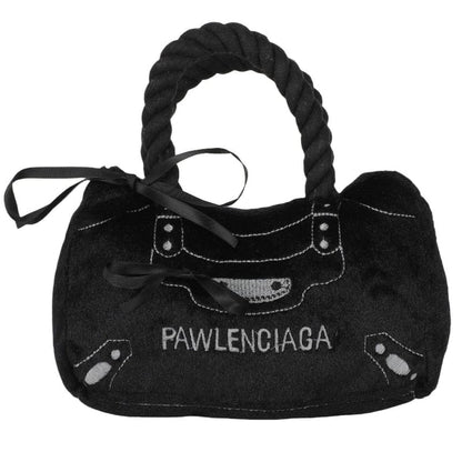 Chomp Haus Dog Toys Pawlenciaga Bag Plush Squeaky Black Dog Toy