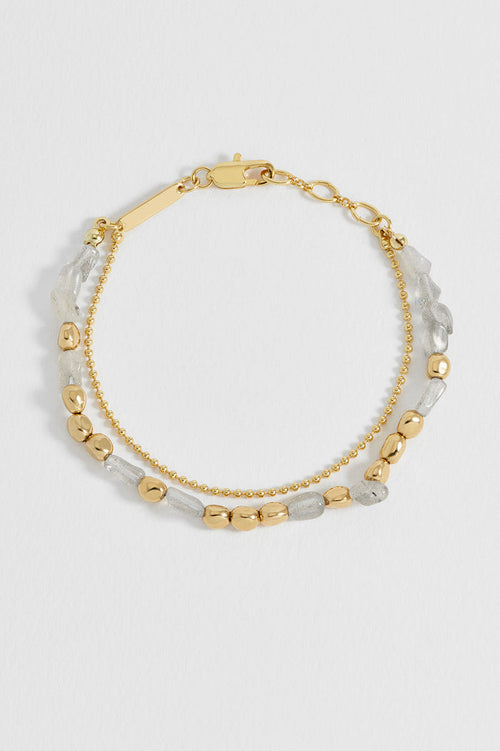 Pebble Labradorite Double Chain Bracelet
