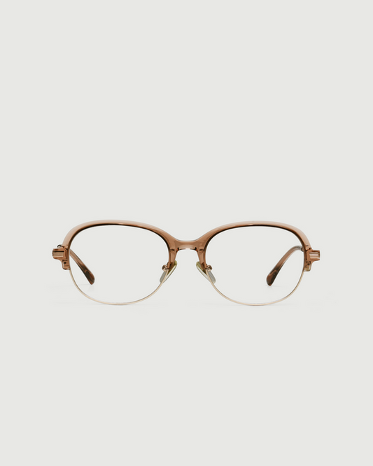 Barley::Penelope Eyeglasses Round Brown castor seed front