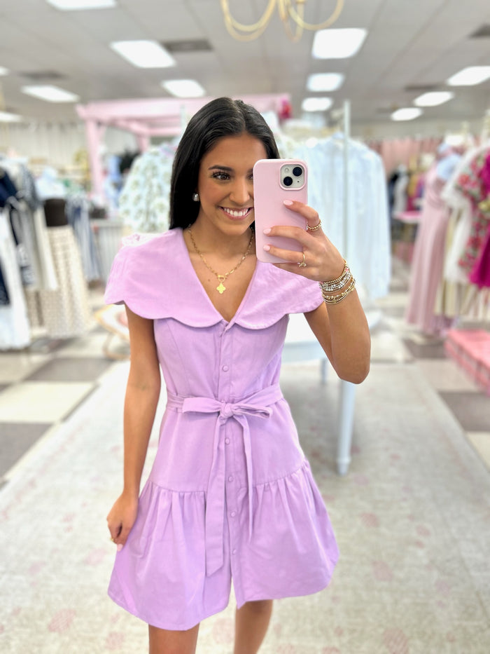 Petal Collar Mini Dress (Lavender)