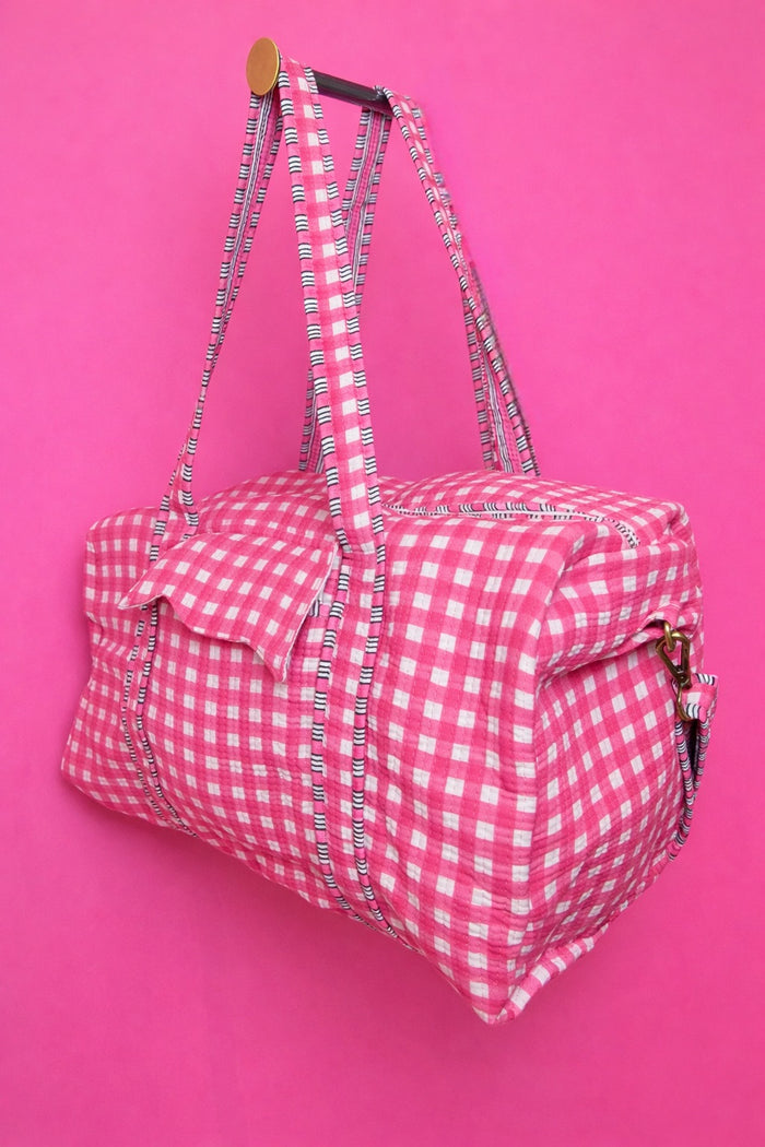 Pink Gingham Duffel Bag
