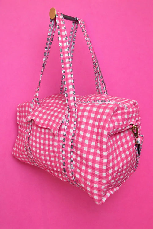Pink Gingham Duffel Bag