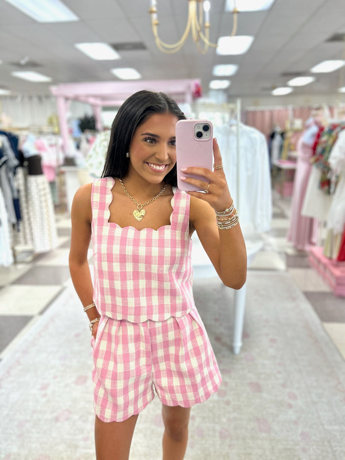 Pink Gingham Top/Short Set