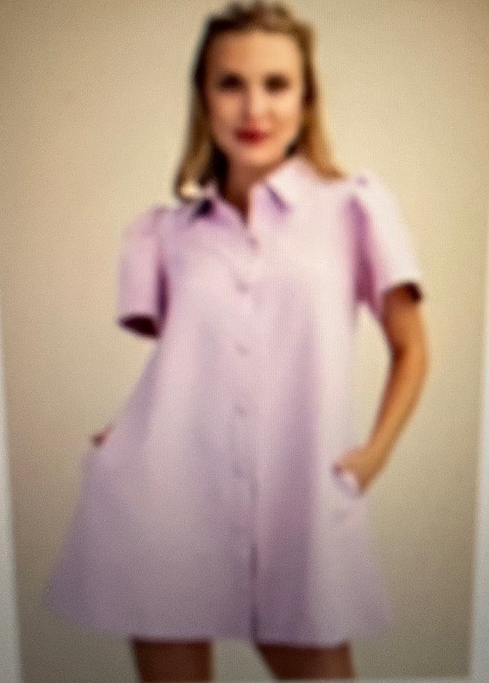 Pink Perfect Button Down Mini Dress