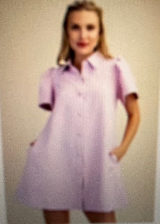 Pink Perfect Button Down Mini Dress