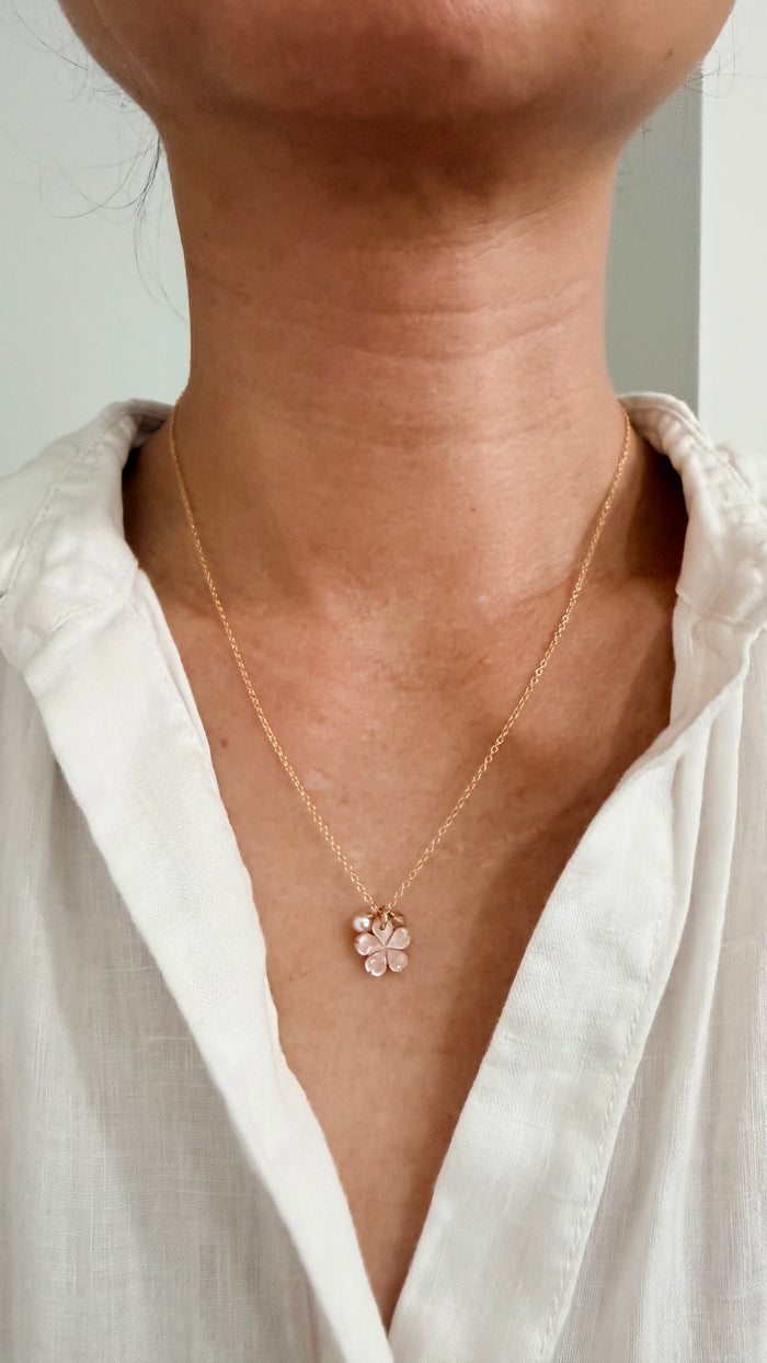 Pink Sakura gem necklace