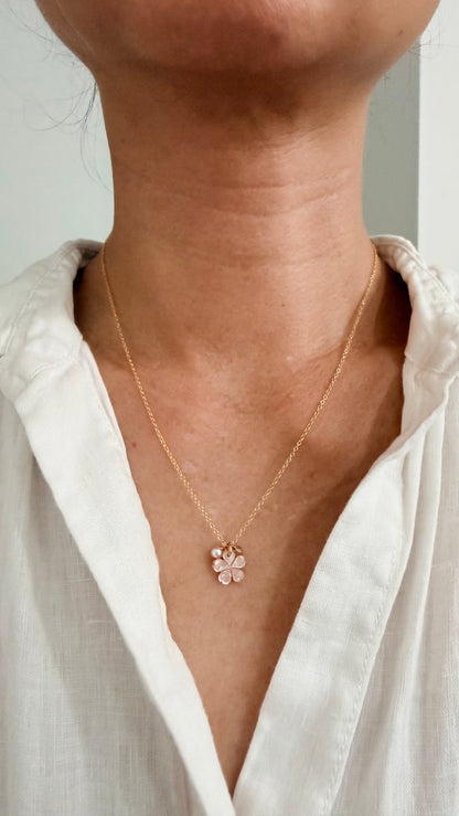 Pink Sakura gem necklace