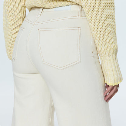 Pistola Lana high-rise ultra wide leg jeans in ecru comfort stretch denim with contrast stitching and back pockets.