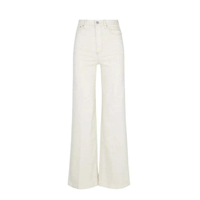 Pistola Lana high-rise ultra wide-leg jeans in ecru comfort stretch denim with contrast stitching.
