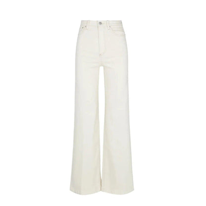 Pistola Lana high-rise ultra wide-leg jeans in ecru comfort stretch denim with contrast stitching.