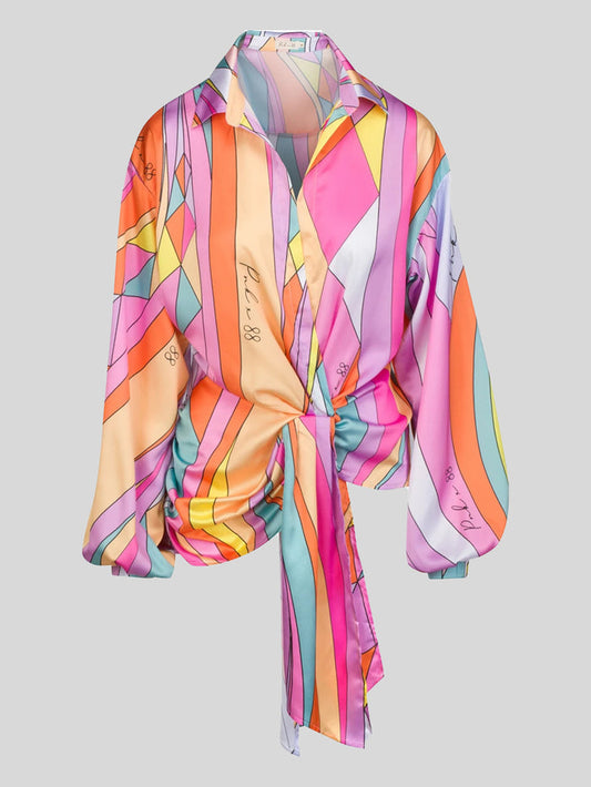Plus Size Autumn  Loose Long Sleeve Printed  Shirt Top