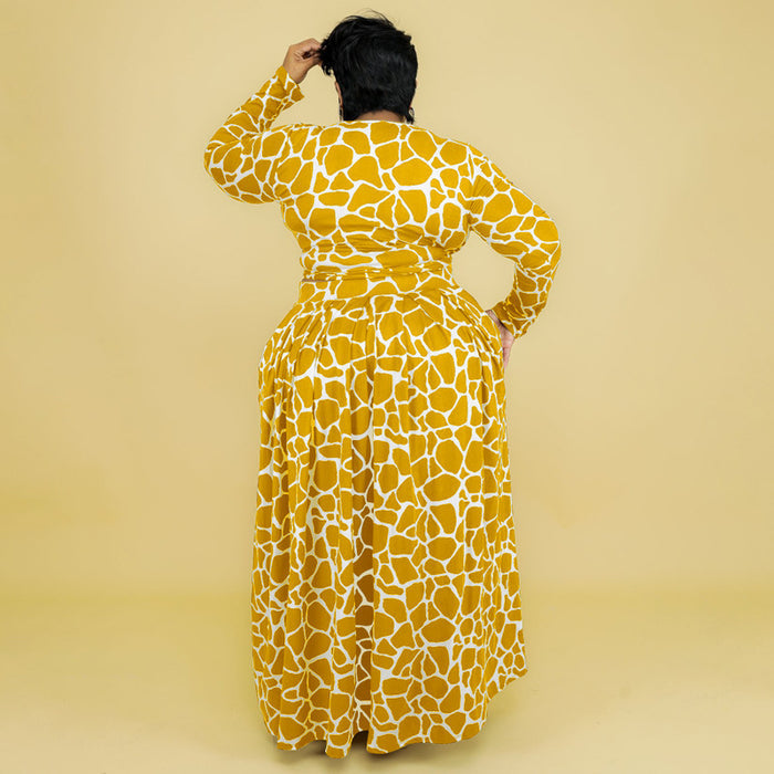 Plus Size Autumn Winter Printing Casual Set Women two piece set