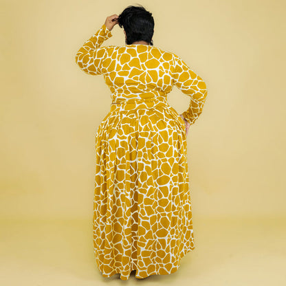Plus Size Autumn Winter Printing Casual Set Women two piece set