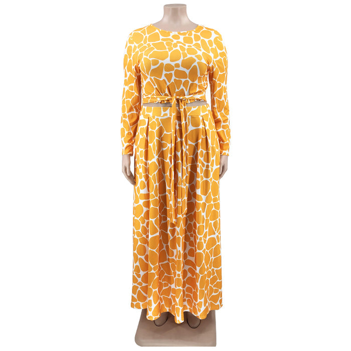 Plus Size Autumn Winter Printing Casual Set Women two piece set