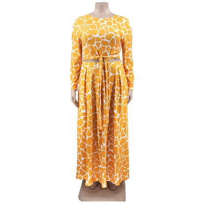 Plus Size Autumn Winter Printing Casual Set Women two piece set