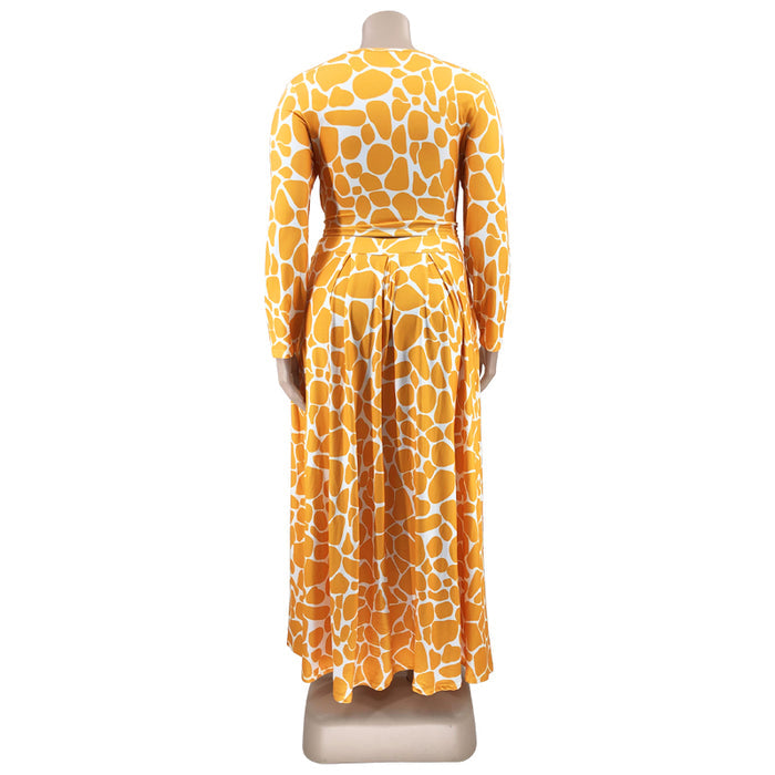 Plus Size Autumn Winter Printing Casual Set Women two piece set