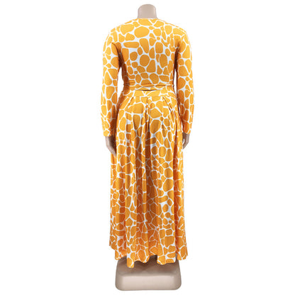 Plus Size Autumn Winter Printing Casual Set Women two piece set