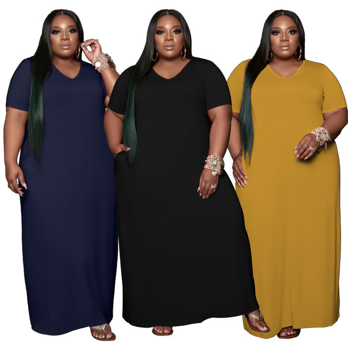 Plus Size Summer Casual Loose Long  Women Dress