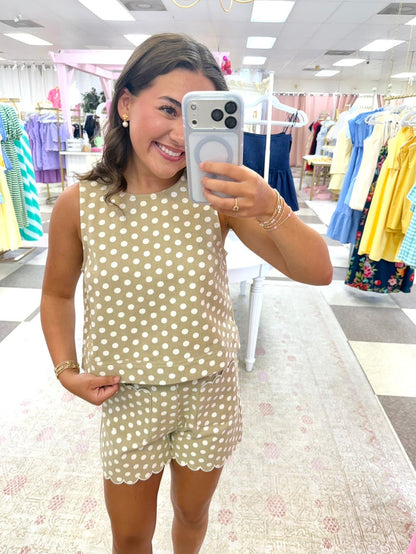 Polka Dot Shorts (Sand/White)