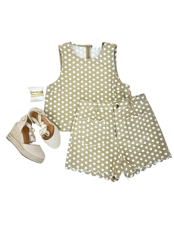 Polka Dot Shorts (Sand/White)