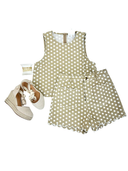 Polka Dot Shorts (Sand/White)