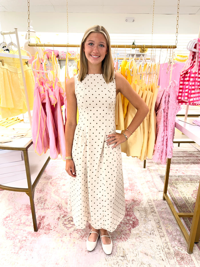 Polka Dot Sleeveless Maxi  Dress