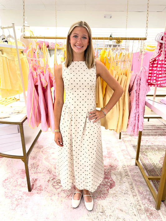 Polka Dot Sleeveless Maxi  Dress