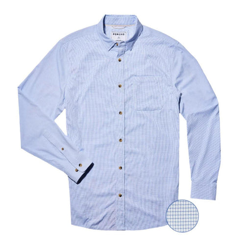 Light blue Baffin Ultra-Lite long sleeve button-down shirt with a single chest pocket and textured fabric detail.