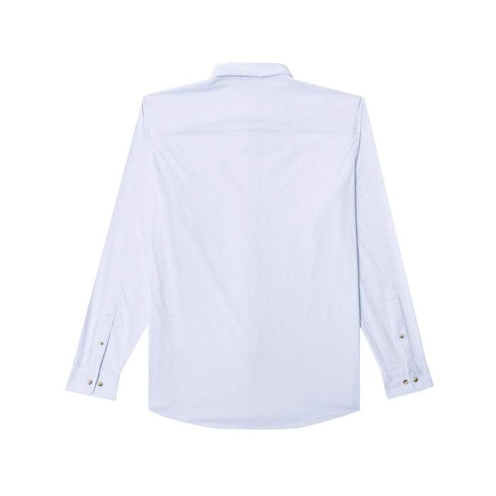 Back view of a light blue, long-sleeve Poncho Ultra-Lite performance shirt with a smooth, breathable fabric finish.