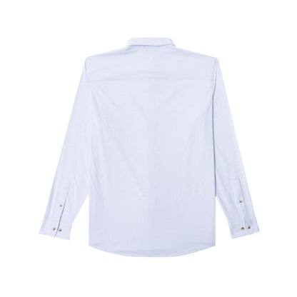 Back view of a light blue, long-sleeve Poncho Ultra-Lite performance shirt with a smooth, breathable fabric finish.