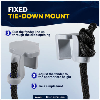 Pontoon Fender Clips for 1" - 1-1/4" Square Rails, 4-Pack - FO4685 - Five Oceans