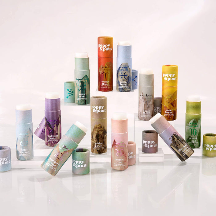 Poppy & Pout Zodiac Cosmic Crystal Lip Balm Collection