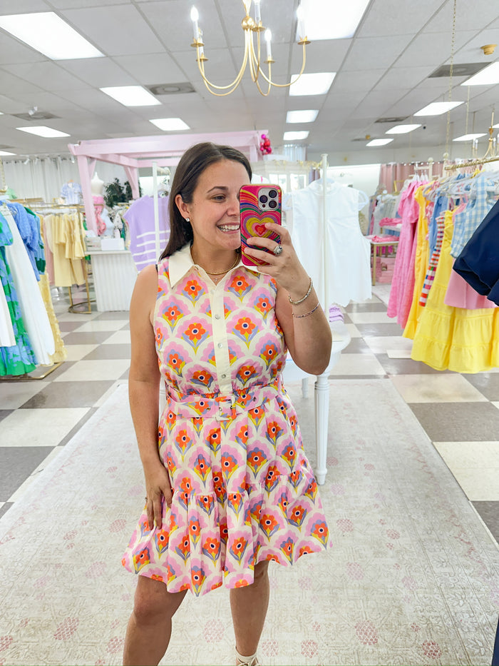 Preppy Me Botanical Mini Dress w/Belt