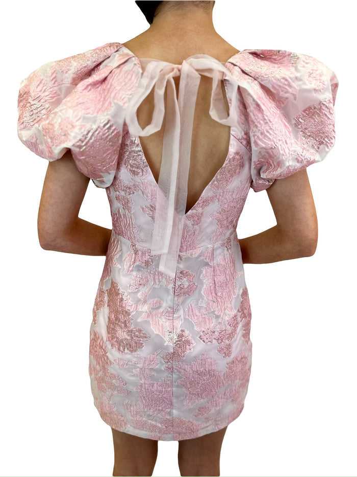 Puff-sleeve Pink Floral Dress